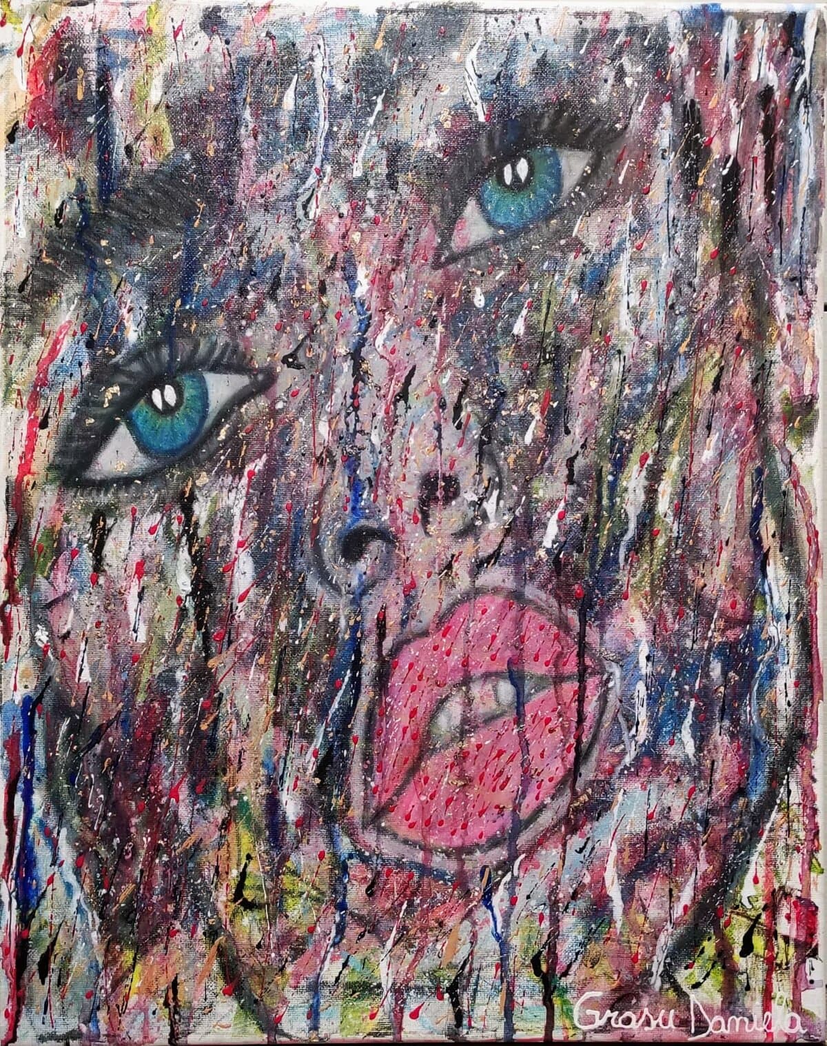 Dietro i Colori, opera originale di Daniela Grasu usata come esempio di segno, colore e stratificazione